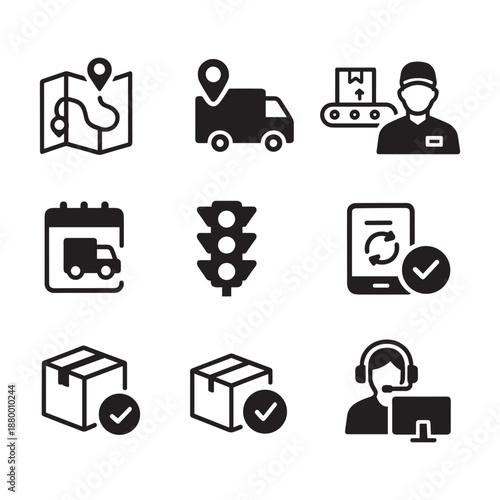 Shipping and Logistics Management Icons Set