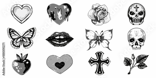 black and white tattoo designs on white background