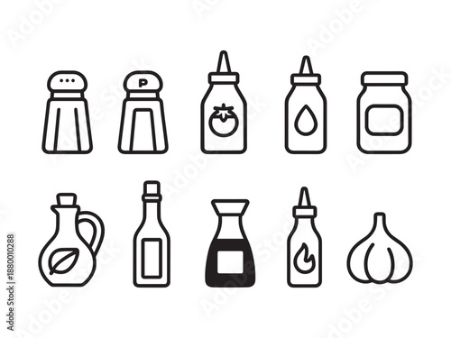 Condiments and Sauces Icons Set
