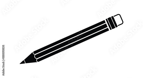a simple black and white illustration depicts a classic writing utensil a sharpened pencil rendered as a striking silhouette high quality