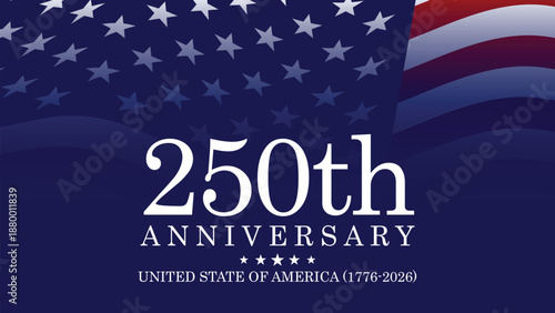 250th Anniversary of United States of America Patriotic Design banner illustration for social media, card, poster on background.