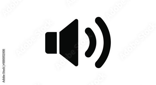 A minimalist depiction of a speaker emitting sound waves represented in a stark black form is a striking silhouette high quality