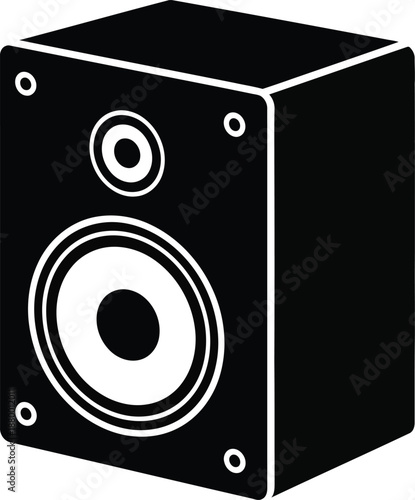 Black and white silhouette icon of a single audio speaker with a woofer and tweeter configuration