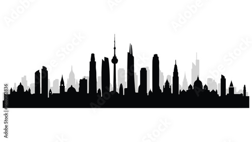 Modern city skyline silhouette vector illustration