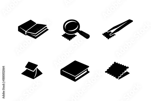 Cataloging tools and materials silhouettes for collectors and archivists