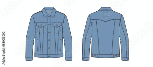 Stylish Denim Jacket Design, Fashion Illustration, Studio Setting, Clothing Concept, Detailed View, Modern Aesthetic