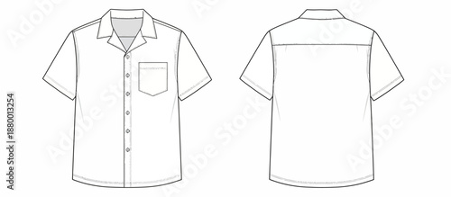 Graphic Illustration of a Short-Sleeve Shirt Design for Fashion Enthusiasts - Clean Lines and Minimalist Style