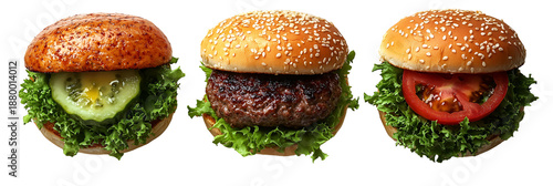Variety of gourmet burgers restaurant food