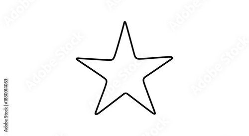A simple black outline depicts a five pointed star shape against a white background creating a distinct silhouette high quality professional