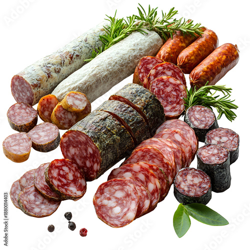 Variety of sausages and cured meats