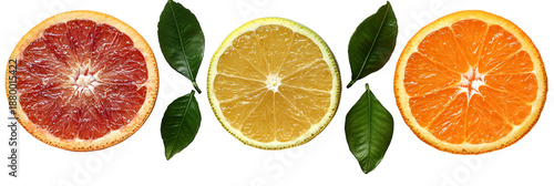Vibrant citrus slices with transparent background