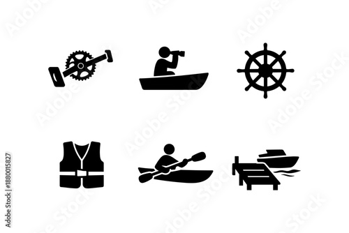 Essential icons for boating and water adventure enthusiasts