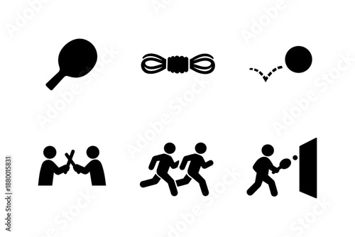 Silhouette sports icons set for ping pong, running, and more