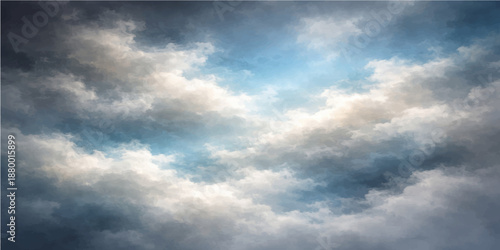 A dramatic nature landscape featuring a stormy time lapse of dark clouds moving across the blue sky during a summer sunset with heavy wind and rain in the overcast atmosphere