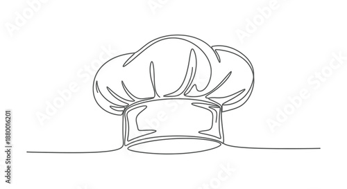 A continuous line drawing depicts a classic chef s toque showcasing elegance and culinary artistry in a minimalist silhouette high quality professional