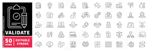 Business and productivity editable line icons set. workflow and task management symbols