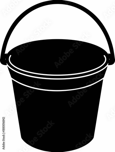 Black Minimalist Bucket Silhouette in Vector Design 