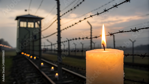 Candlelight vigil at a former concentration camp memorial site