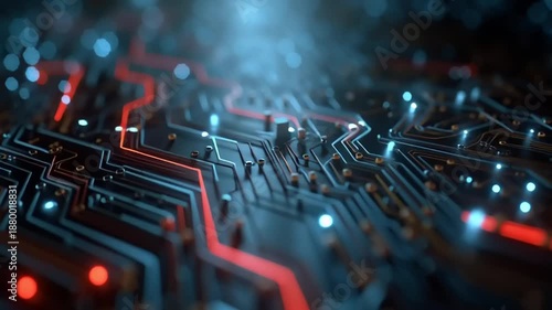 Abstract Circuit Board Technology Background with Glowing Lines