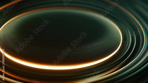 Abstract Circular Layers with Golden Light Effect