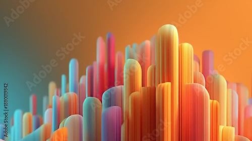 Abstract Colorful Vertical Structures Digital Illustration