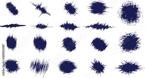 Abstract scribble textures and rough brushstroke shapes for dynamic design backgrounds