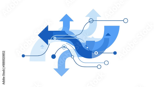 Abstract Business Growth And Strategy Flow Illustration With Arrows And Data Movement Concept
