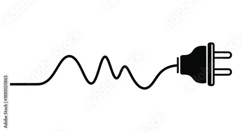 A striking visual representation of an electrical plug connected by a wavy line forming a unique design silhouette high quality professional