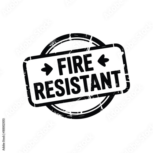 Fire resistant sign with arrows on white background