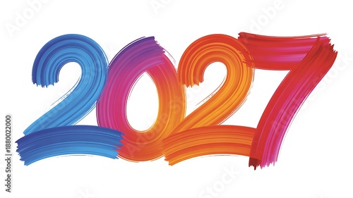 Colorful 2027 brush stroke numbers vibrant