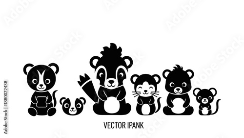Black and White Cartoon Bears Illustration.