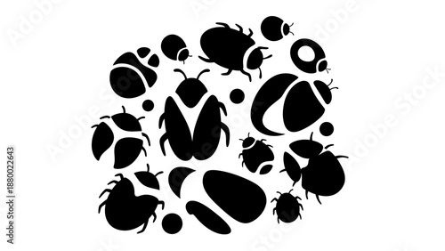 Collection of Various Insect Silhouettes.