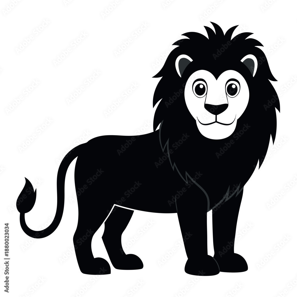 Obraz premium A cartoon lion with a shaggy mane and a happy expression