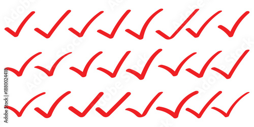 Check tick mark icon set. Cross box x check mark checkbox v list vector draw hand drawn sketch doodle brush marker checklist symbol wrong right circle. hand drawn grunge, doodle, scrabble check mark. 