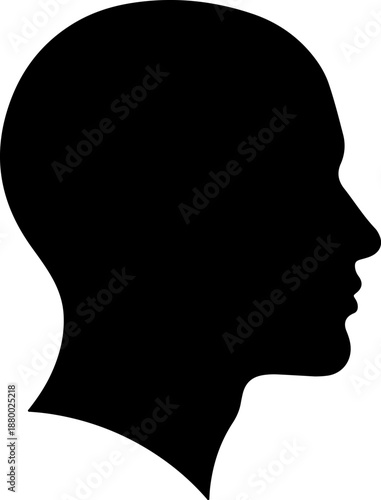 Black silhouette profile of a human head a simple graphic element for concepts of identity thought or anonymity isolated on white background