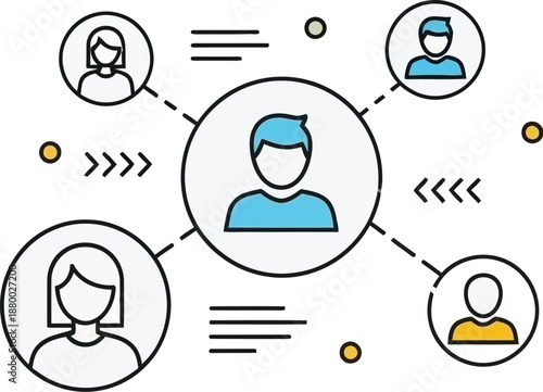 Professional networking concept with connected people icons