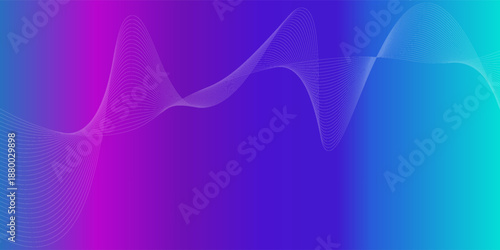 Wavy blended lines with purple blue cyan gradient mesh abstract background nice for wallpaper or banner