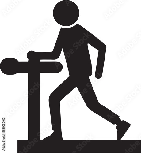 Rowing machine exercise icon silhouette