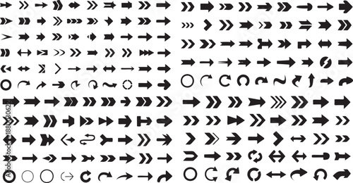 Bold Black Arrow Icons and Directional Symbols Vector Mega Set