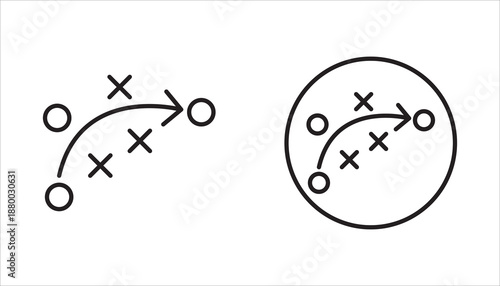 Collection of thin line vector strategy icons. White background