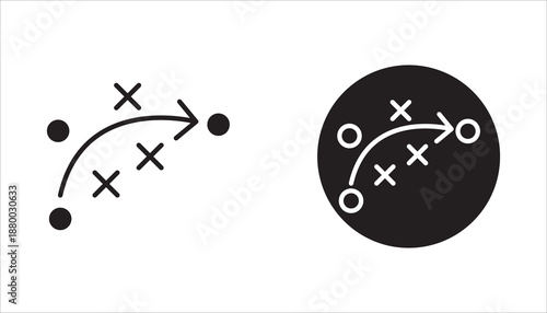 Collection of thin line vector strategy icons. White background