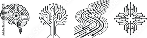 Neural data flow abstract visualization vector background