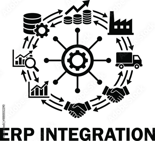 Enterprise resource planning system integration with data network icons
