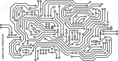 Abstract circuit board microchip trace patterns vector background