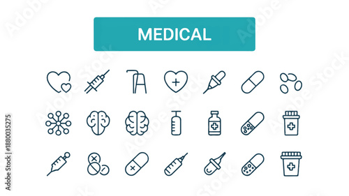Medical icons set for healthcare and medicine concepts