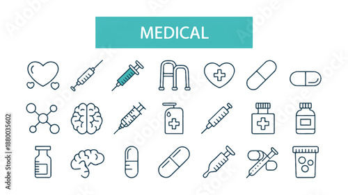 Medical icons set with health and medicine symbols