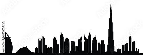 Modern city skyline in silhouette with iconic skyscrapers and architectural , symbolizing tourism, business, urban growth, innovation contemporary metropolitan development in global destination.