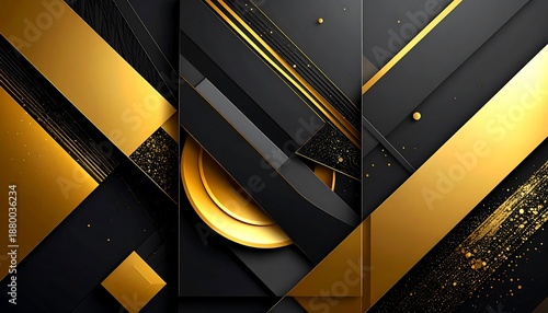 Elegant Black and Gold Abstract Geometric Background.
