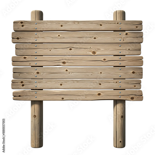 Weathered wooden signboard on transparent background