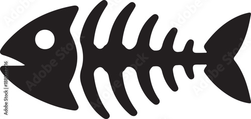 Black and white fish with circular eye and fins 1